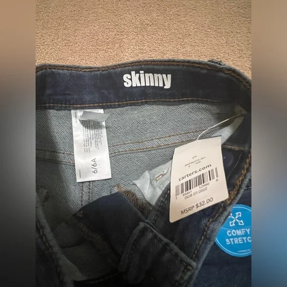 Carter’s Boys Jeans Skinny Snap Closure Adjustable Waist Size 6 NWT - Picture 5 of 7